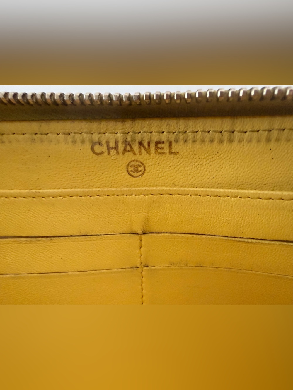 CHANEL Black Quilted Zip Wallet with Gold CC Emblem FAIR CONDITION - Picture 8 of 16
